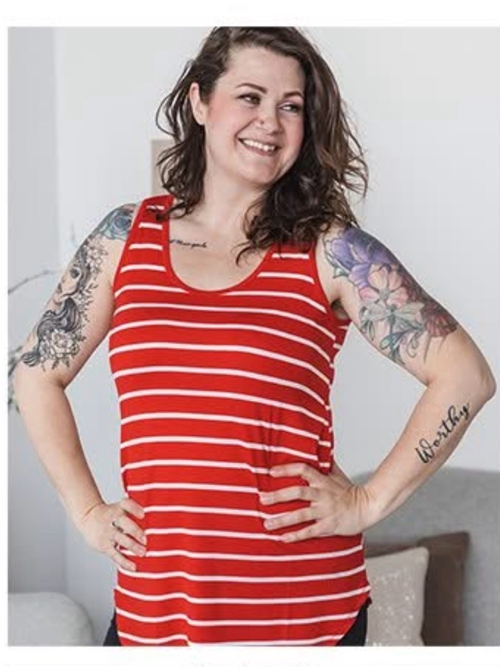 Stripe a Pose Tank 2.0 (NWT) 🍒 Red & White Stripes, Size Small
